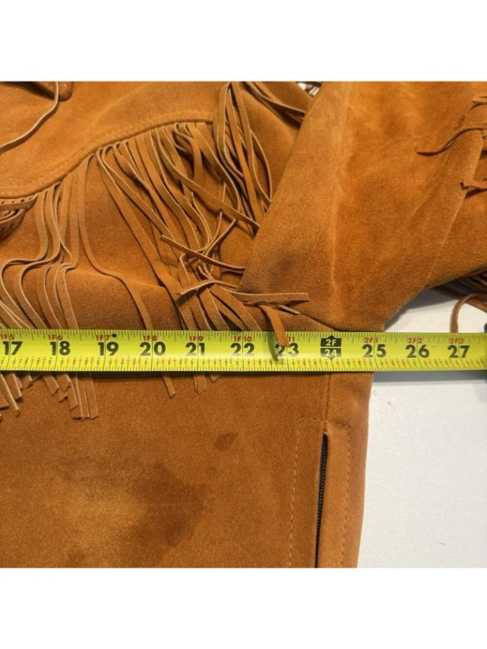 Vintage Leather City Fringe Western Coat Mens Large L Brown